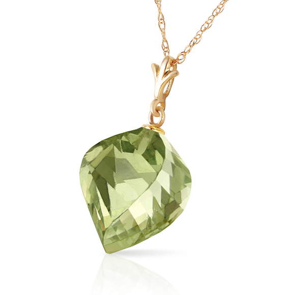 14K. NECKLACE WITH TWISTED BRIOLETTE GREEN AMETHYST (Yellow Gold) - Picture 2 of 3